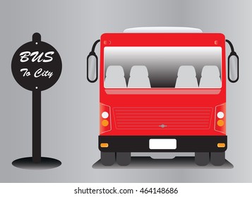 low floor city bus at bus stop