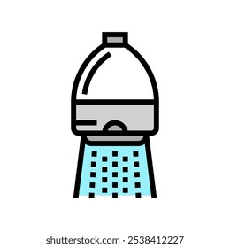 Icono de color de ahorro de agua de ducha de bajo flujo. Vector de ahorro de agua de ducha de bajo flujo. Ilustración de símbolo aislado