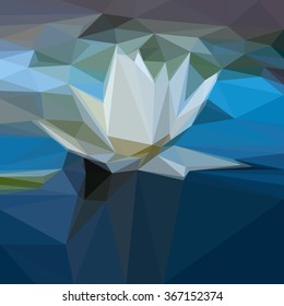 Low flower poly design water lily triangular
