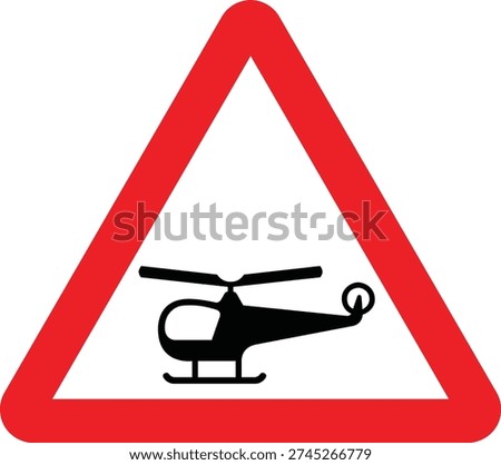 Low Flying Helicopters Warning Triangle UK Warning Road Sign Vector