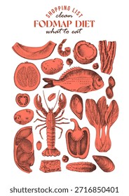 Low FODMAP diet ingredients vector