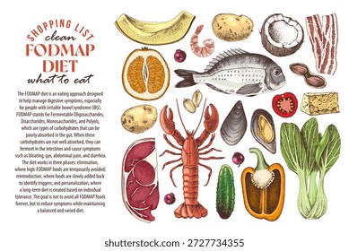Ingredientes de la dieta baja en FODMAP Vector