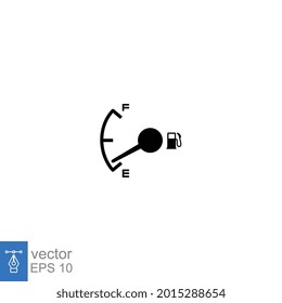 Glyph-Symbol für niedrigen Kraftstoff. Kraftstoffanzeiger Gaszähler. Ottokraftstoff-Dashboard in limitierter Form. Erdgas-Energie, Öltankpegel. Vektorgrafik. Design auf weißem Hintergrund. EPS10