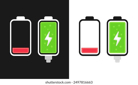 Low and Full Battery Charging infographic design template. Ideal for tech and energy-related designs.