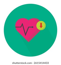 Low heart race flat icon vector illustration, healthy, medical care symbol vector design illustration. 