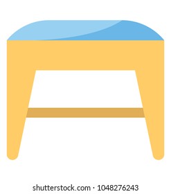 
A low height stool used in front of dressers or in kitchen counter setting
