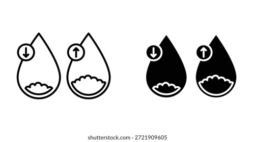 Icono de colesterol bajo y alto. Línea con trazo editable y plano para el Web