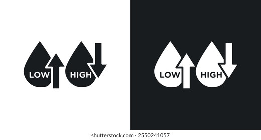 Low and high cholesterol icon pack in black color.