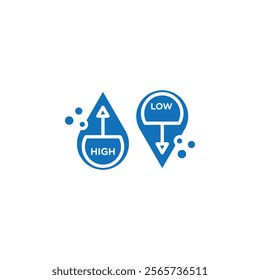 Low and high cholesterol icon Thin line illustration set