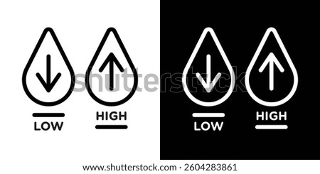 Low and high cholesterol icons vectors set in stroke line style.