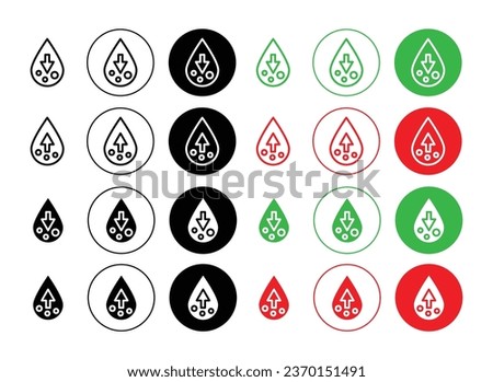 Low and high cholesterol vector icon set in black color. Suitable for apps and website UI designs