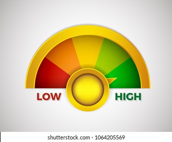 Low to High meter rate with colors from red to green. Vector illustration design from worst to best gauges