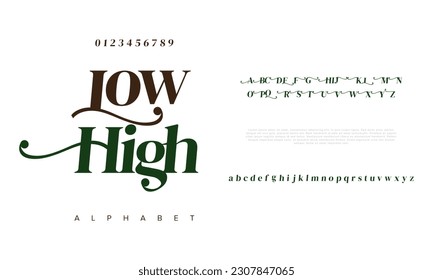 Low high simple elegant alphabet letters font and number. Classic Lettering Minimal Fashion Designs. Typography modern serif fonts decorative vintage design concept. vector illustration