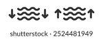 Low, high tide icon. Ocean wave. Sea water level.