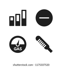 low icon. 4 low vector icons set. battery levels, minus and thermometer icons for web and design about low theme