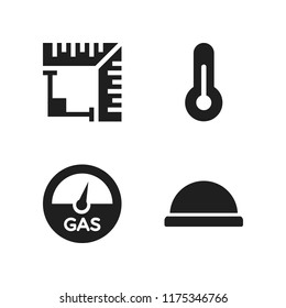 low icon. 4 low vector icons set. bosu ball, gas level and thermometer icons for web and design about low theme
