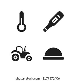 low icon. 4 low vector icons set. thermometer, tractor side view and bosu ball icons for web and design about low theme