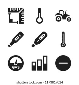 low icon. 9 low vector icons set. tractor side view, angle and gas level icons for web and design about low theme