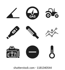 low icon. 9 low vector icons set. gas level, minus and angle icons for web and design about low theme