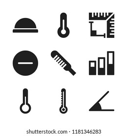 low icon. 9 low vector icons set. minus, thermometer and bosu ball icons for web and design about low theme