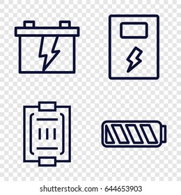 Low icons set. set of 4 low outline icons such as battery