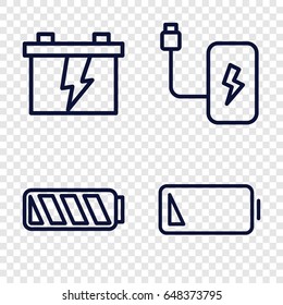 Low icons set. set of 4 low outline icons such as battery