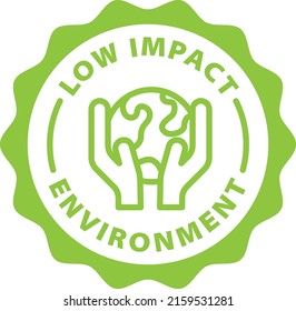 Low impact environment green stamp outline badge icon label isolated rounded vector on transparent background