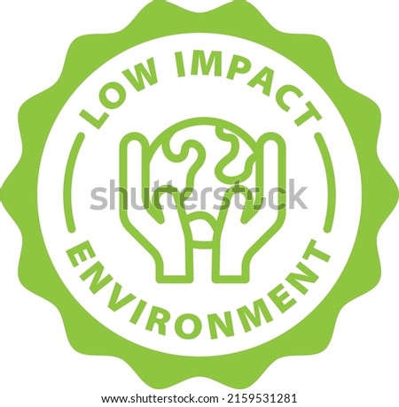 Low impact environment green stamp outline badge icon label isolated rounded vector on transparent background