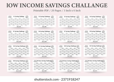 Low Income Savings Challenge,Low-Income Budgeting,Mini Savings Challenge Trackers,Budget-Friendly Savings Tracker,Money-Saving Planner