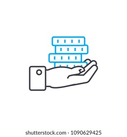 Low income vector thin line stroke icon. Low income outline illustration, linear sign, symbol concept.