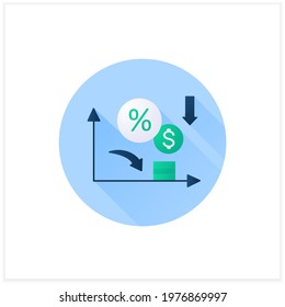 Low Interest Rates Flat Icon.Stimulate Economic Growth. Low Percentage To Physical And Financial Assets. Business Concept. 3d Vector Illustration