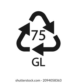 Low Lead Glass. Glass recycling code 75 GL. Vector illustration