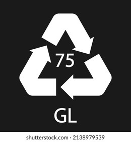 Low Lead Glass. Glass recycling code 75 GL. Vector illustration