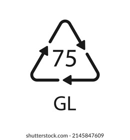 Low Lead Glass. Glass recycling code 75 GL. Vector illustration