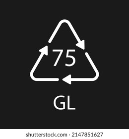 Low Lead Glass. Glass recycling code 75 GL. Vector illustration