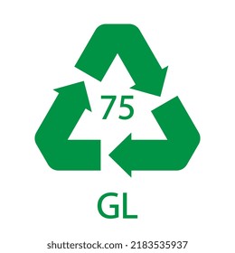 Low Lead Glass. Glass recycling code 75 GL. Vector illustration