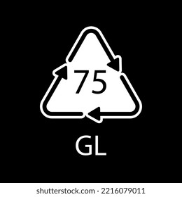 Low Lead Glass. Glass recycling code 75 GL. Vector illustration