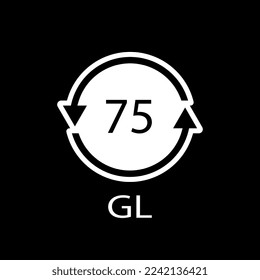 Low Lead Glass. Glass recycling code 75 GL. Vector illustration