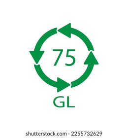Low Lead Glass. Glass recycling code 75 GL. Vector illustration