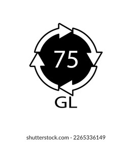 Low Lead Glass. Glass recycling code 75 GL. Vector illustration