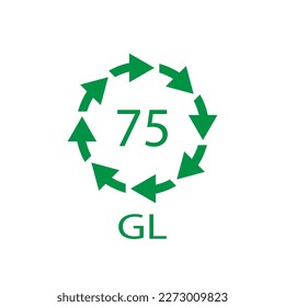 Low Lead Glass. Glass recycling code 75 GL. Vector illustration