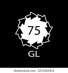 Low Lead Glass. Glass recycling code 75 GL. Vector illustration