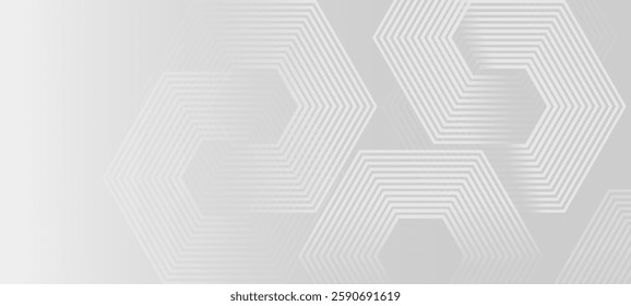 Low light Ash colour abstract gradient background with glowing hexagons shapes pattern design background vector illustration. Perfect for modern projects, basktop wallpaper, business, poster, banner.