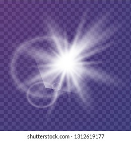 low light effect. Star burst with sparkles. Vector illustration. White glowing light. Sparkling magical dust particles. Bright Star. Transparent shining sun, bright