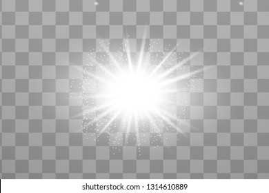 low light effect. Starburst with sparkles on transparent background. Vector illustration. Sun