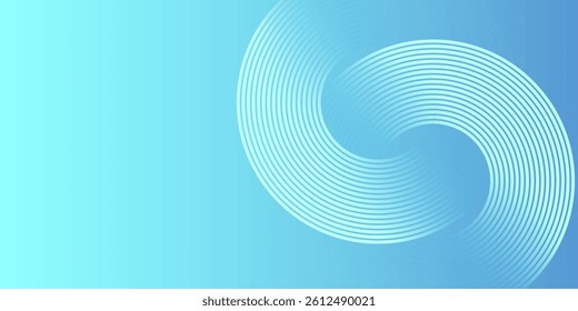 Low light soft sky blue gradient background with geomatric circle lines design background vector illustration.