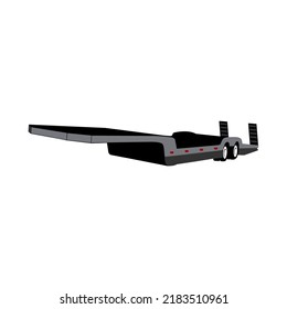 Low loader semi trailer front side view. Semi trailer tractor vehicle. Vector isolated illustration.
