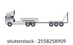 low loader semi trailer truck heavy industries vector Illustration