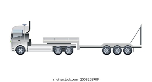 low loader semi trailer truck heavy industries vector Illustration