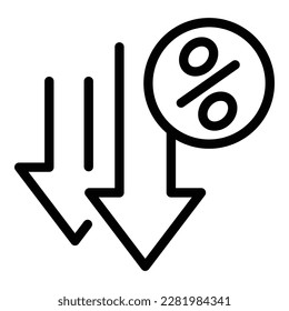 Low loan percent icon outline vector. Credit bank. Mortage lender